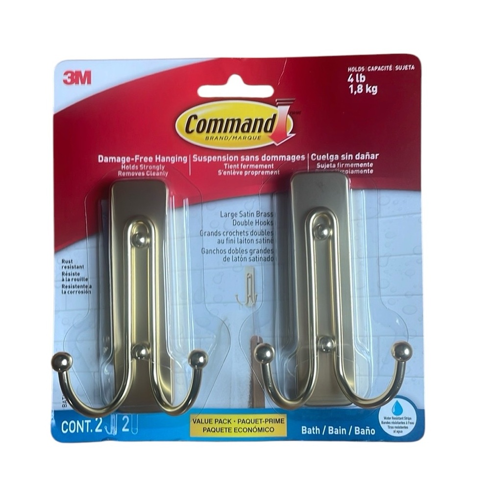 Command 2 pack designer gold bath hooks.